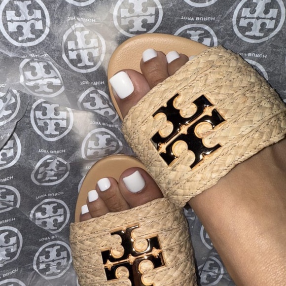 Tory Burch Shoes - Tory Burch Everly Raffia Block Heel Sandal Slides Size 6.5